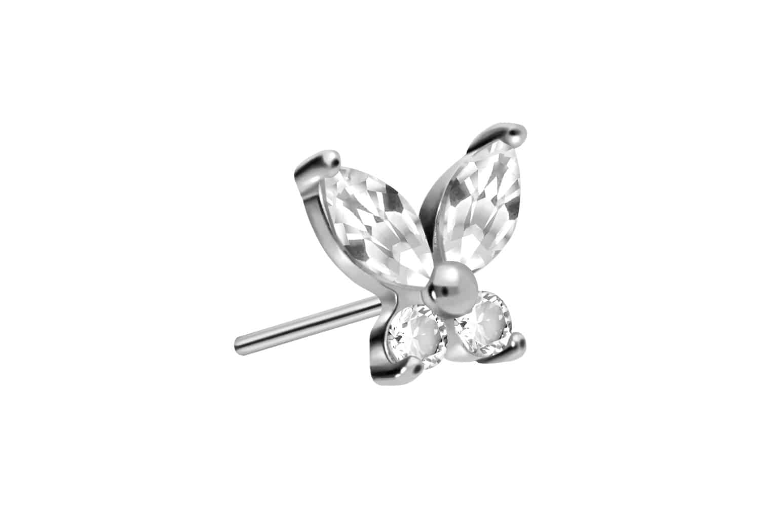 Titan Aufsatz mit Push Pin KRISTALLSCHMETTERLING von Piercingline